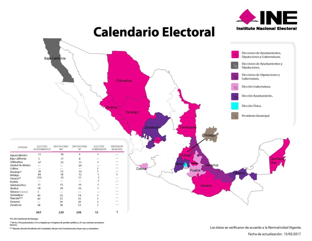 Calendario Electoral Instituto Nacional Electoral