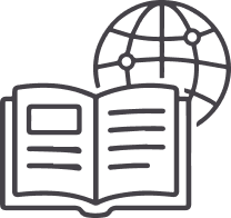 ícono de biblioteca de catalogo en linea