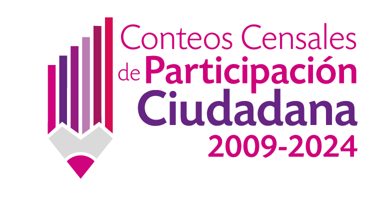 Imagen con fondo gris y texto Conteos censales de participación ciudadana 2009-2024