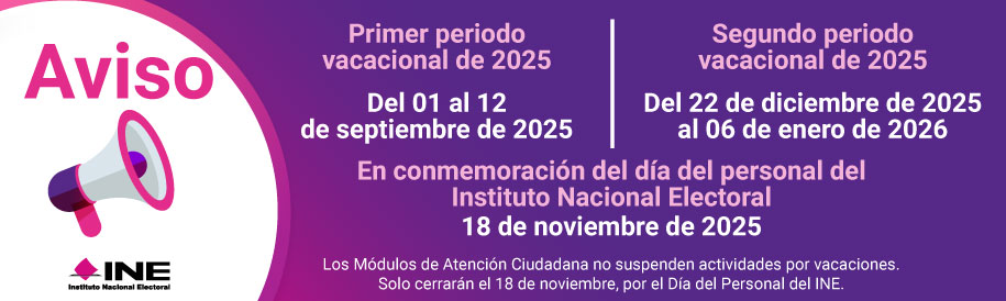 Aviso de periodos vacacionales y descanso obligatorio.