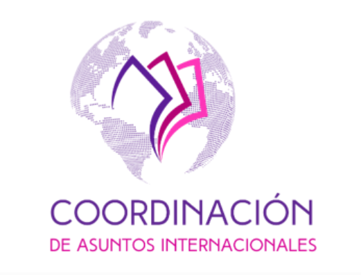 Logotipo de Personas Visitantes Extranjeras en tonos morado y rosa.