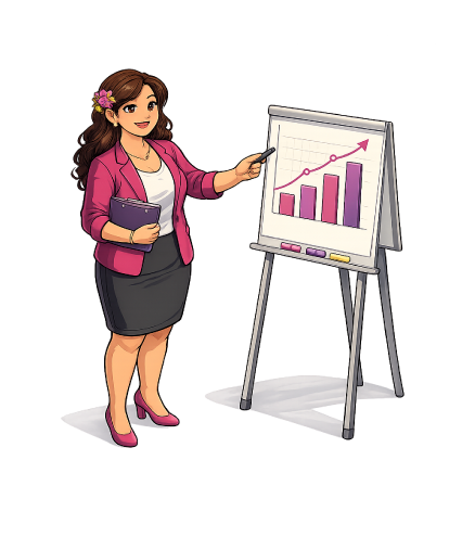 Imagen de mujer mostrando grafica